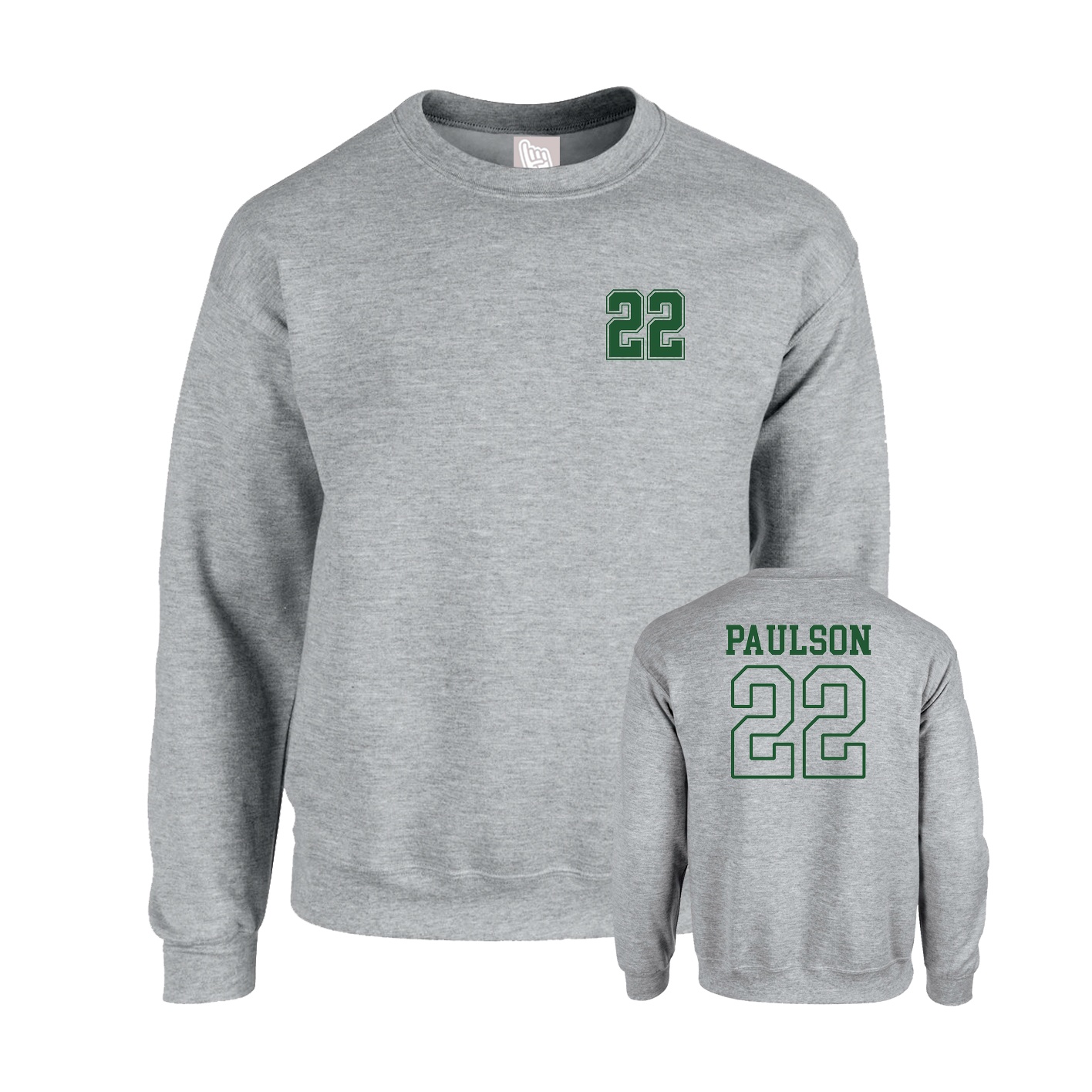 Fleece Crew — Chest Back in Grey