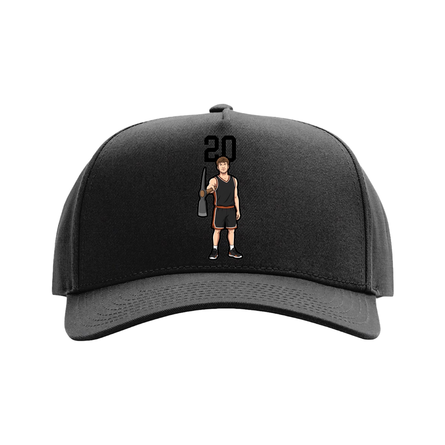 Full Fabric Five-Panel Champ Cap — Number Top in Black