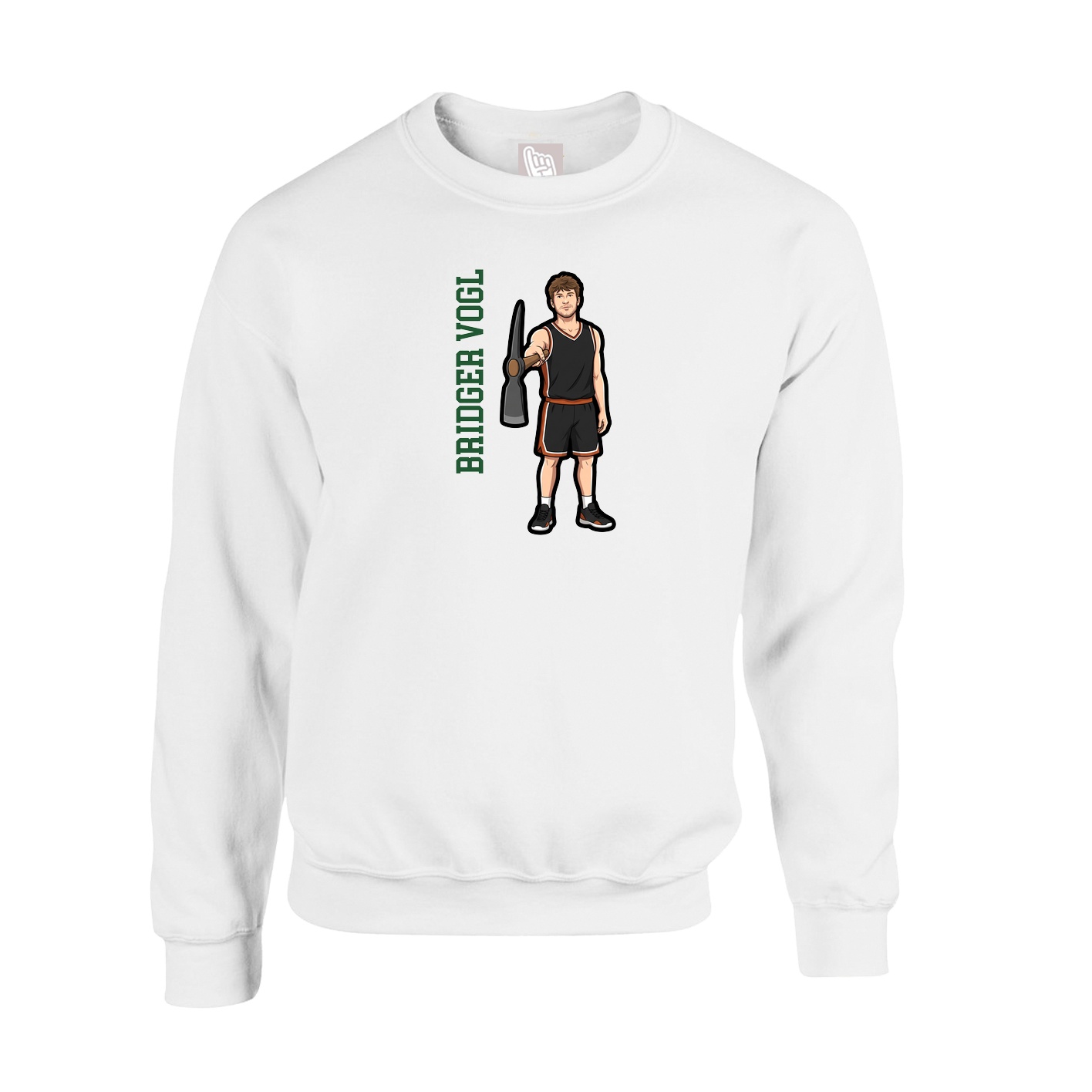 Fleece Crew — Name Vertical in White