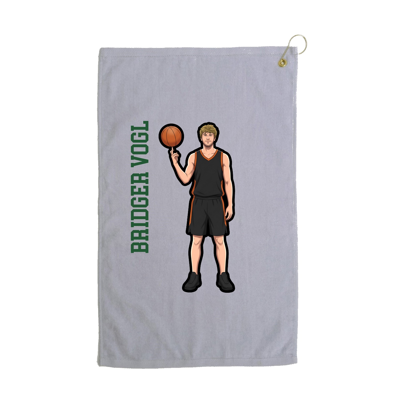 Golf Towel — Name Vertical in Grey