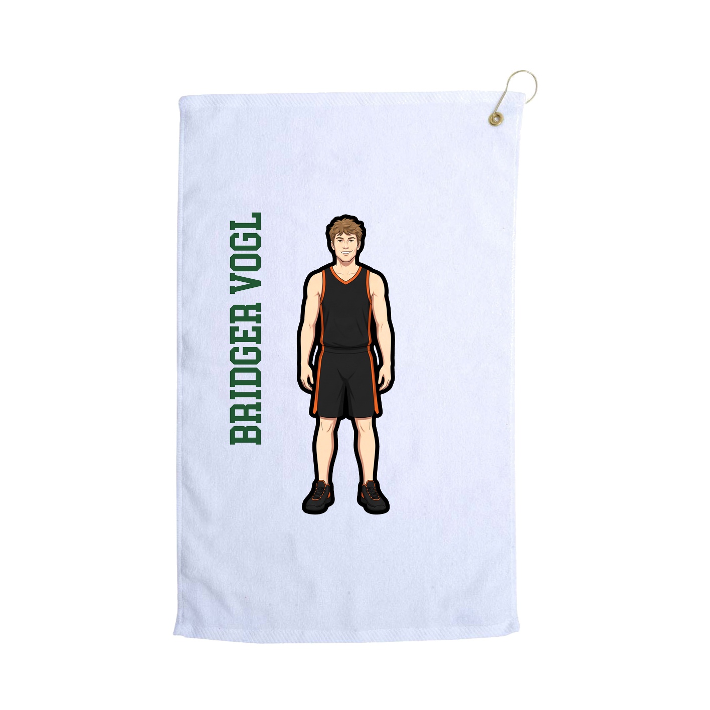 Golf Towel — Name Vertical in White