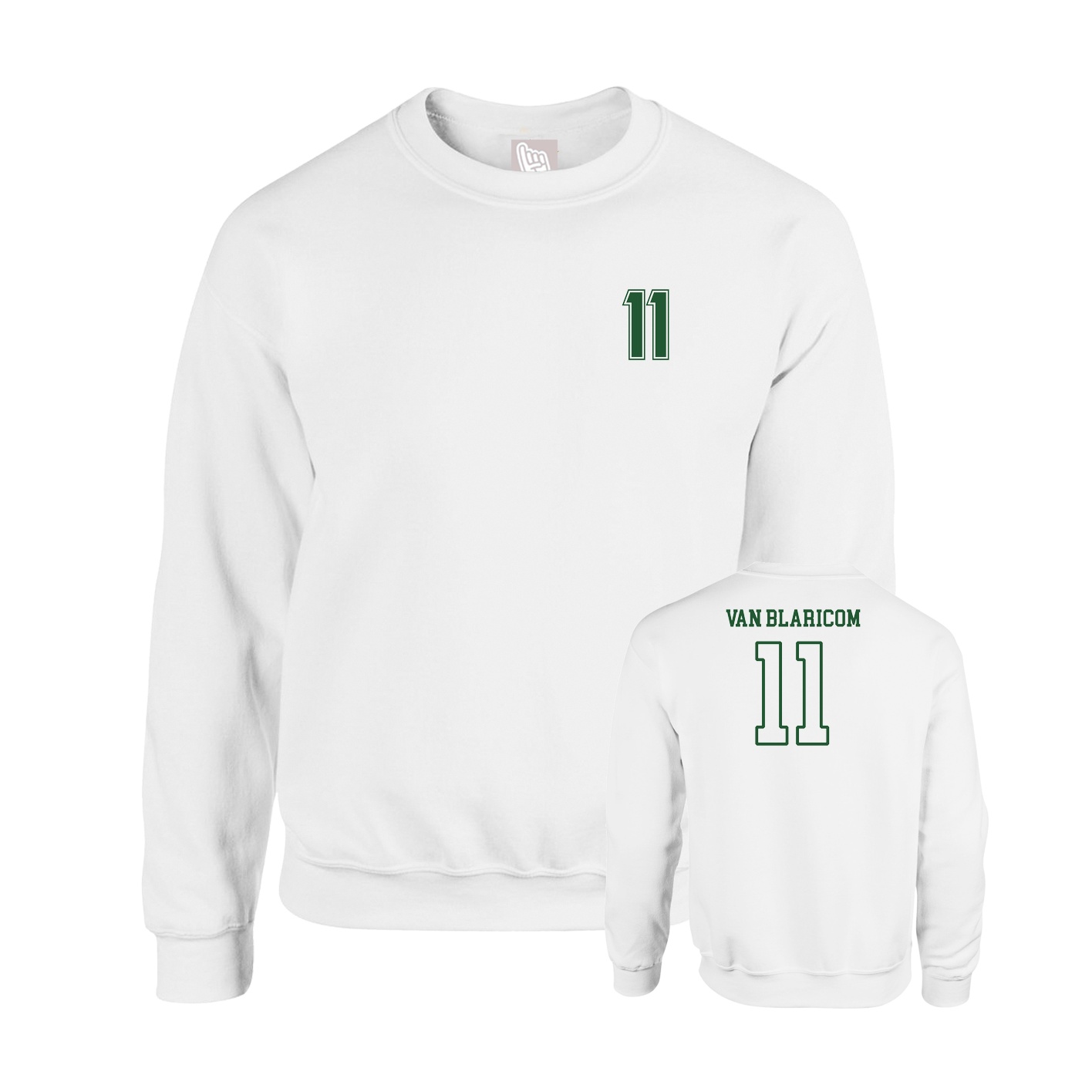 Fleece Crew — Chest Back in White