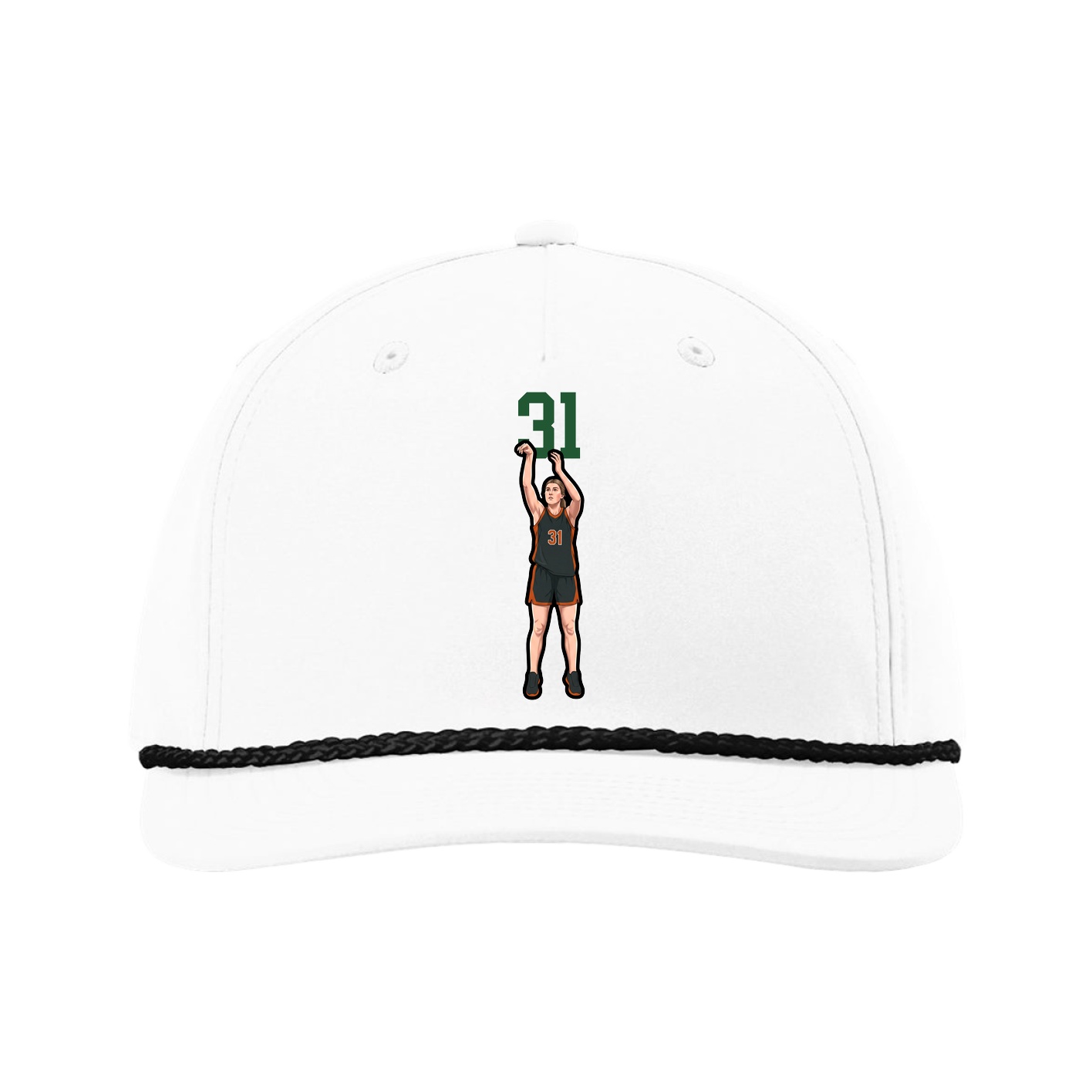 Five-Panel Classic Rope Cap — Number Top in White