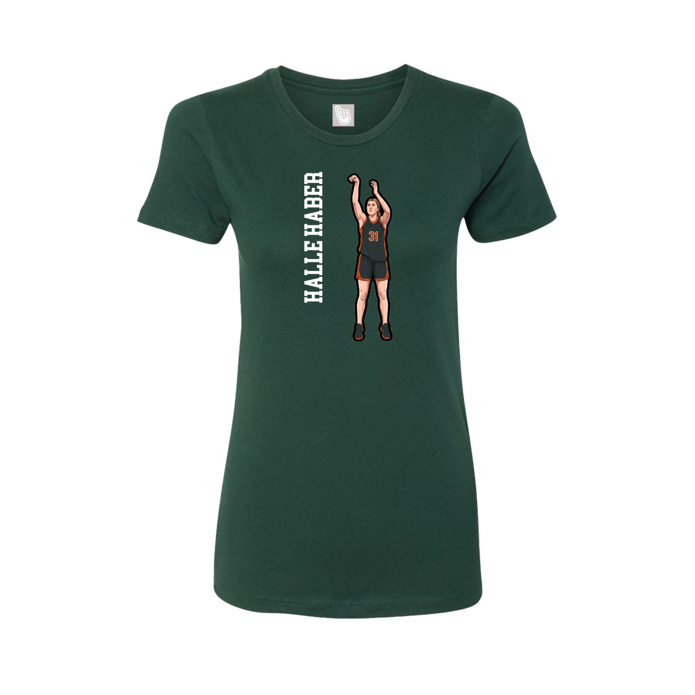Fitted Women's Tee — Name Vertical in Green