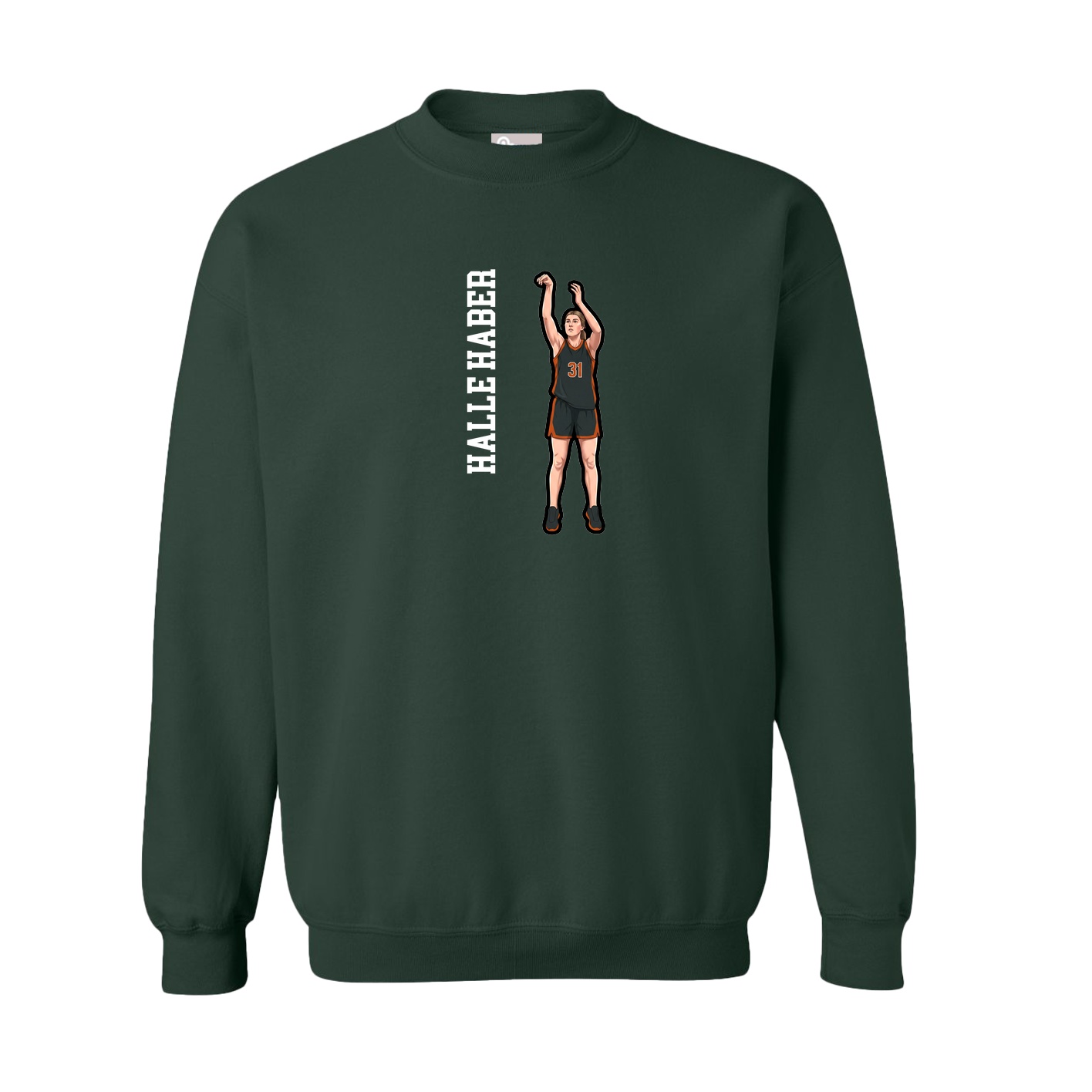 Fleece Crew — Name Vertical in Green