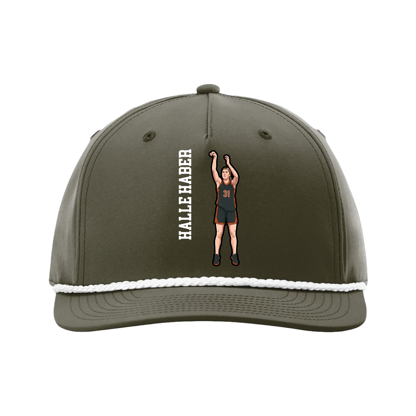 Five-Panel Classic Rope Cap — Name Vertical in Green