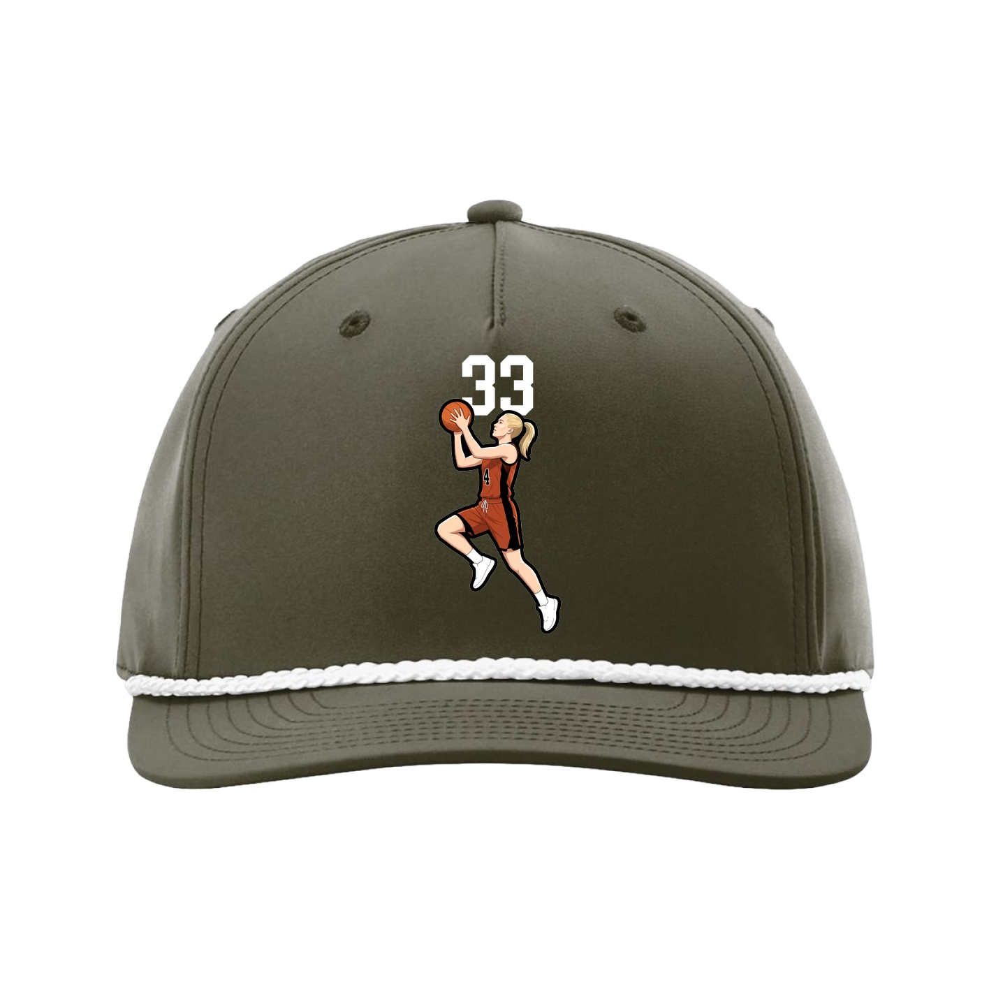 Five-Panel Classic Rope Cap — Number Top in Green