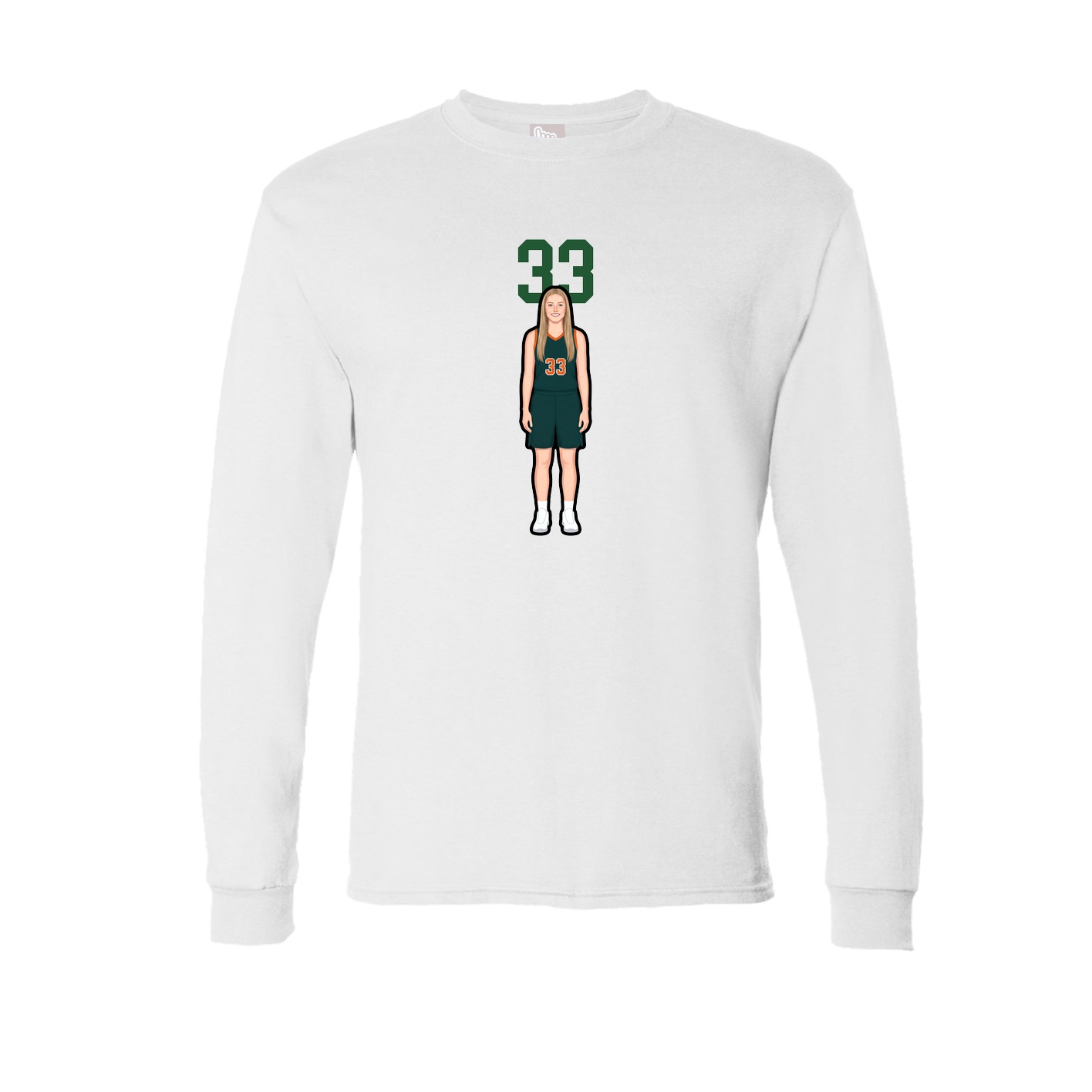 Long Sleeve Tee — Number Top in White