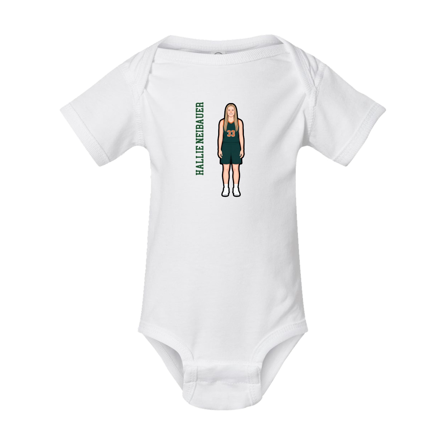 Baby Onesie — Name Vertical in White