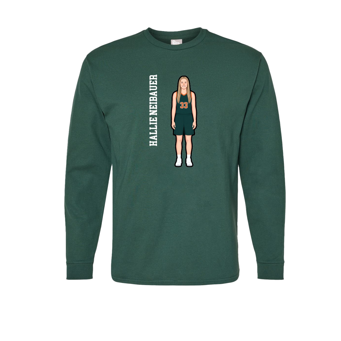 Long Sleeve Tee — Name Vertical in Green