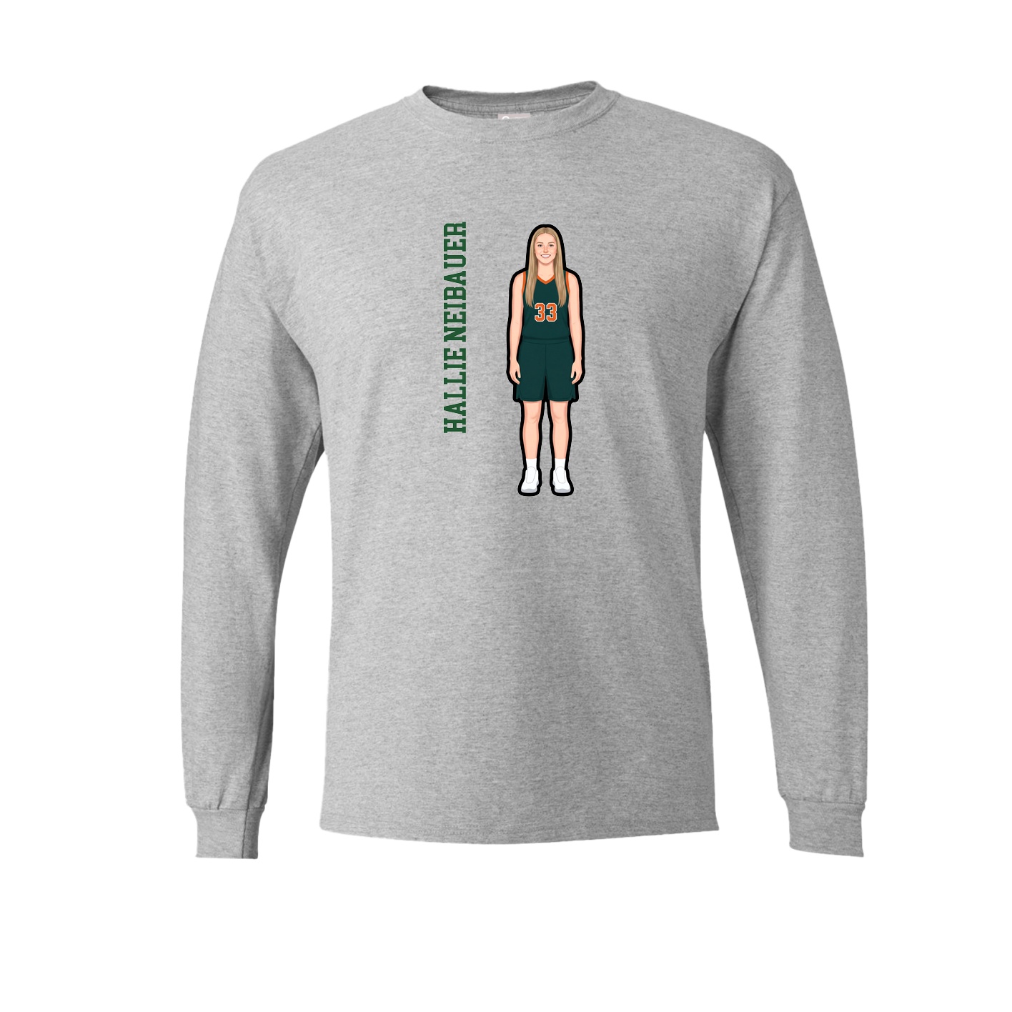 Long Sleeve Tee — Name Vertical in Grey