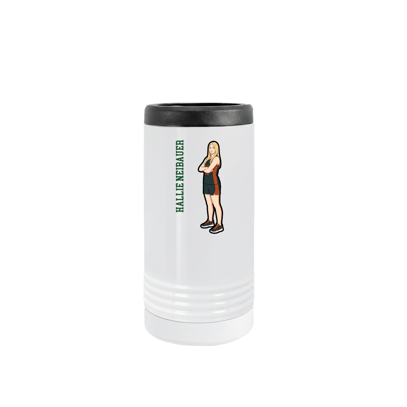 Slim Beverage Holder — Name Vertical in White