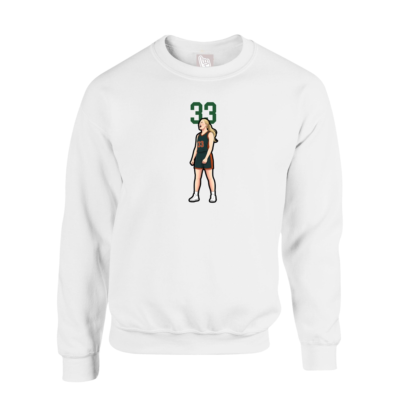 Fleece Crew — Number Top in White