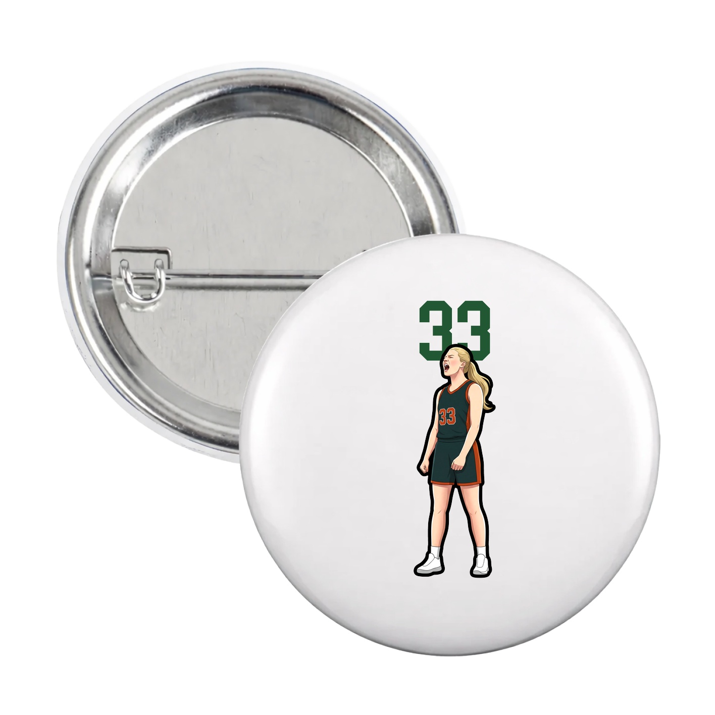 Game Day Button — Number Top in White