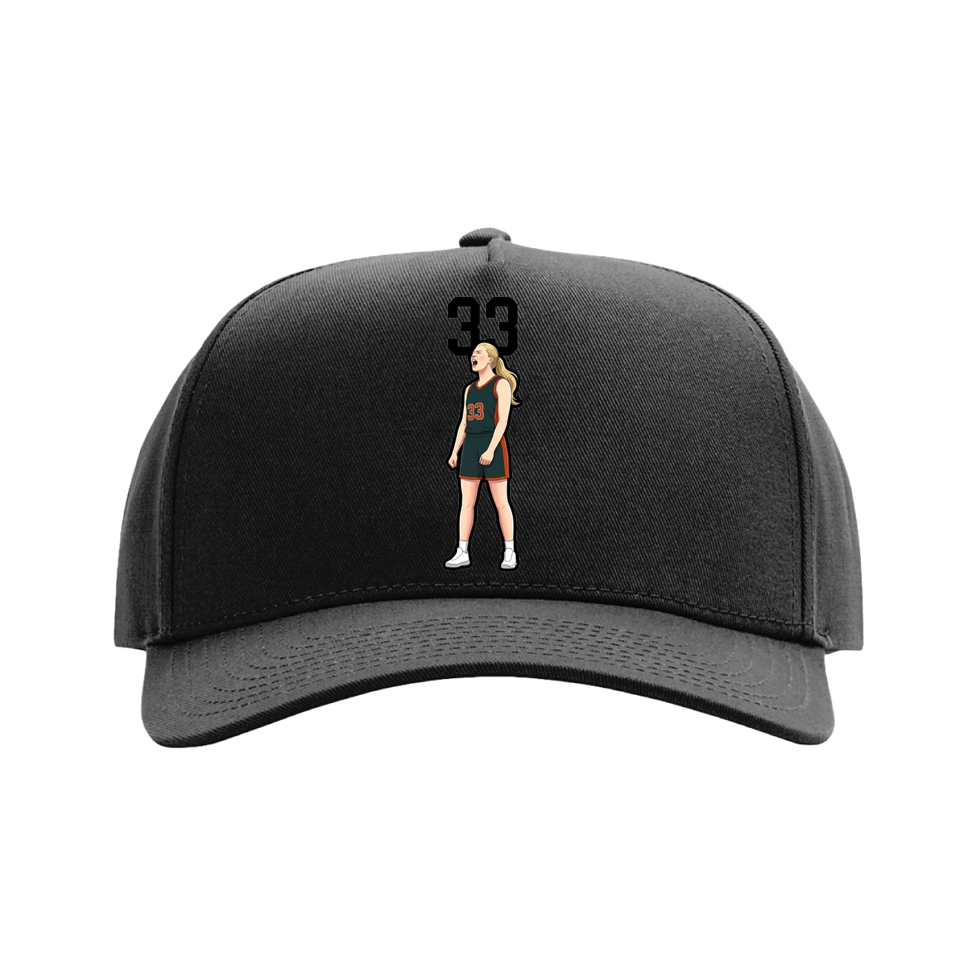 Full Fabric Five-Panel Champ Cap — Number Top in Black