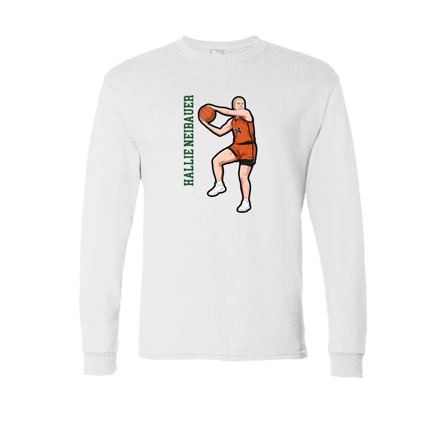 Long Sleeve Tee — Name Vertical in White