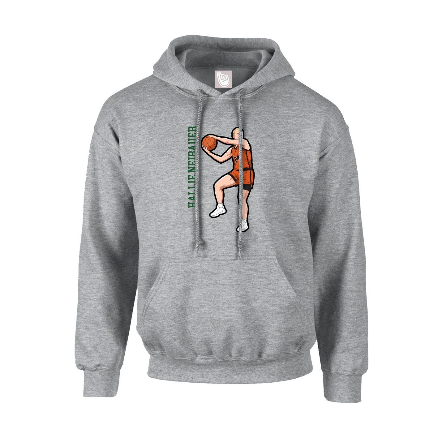 Youth Hoodie — Name Vertical in Grey