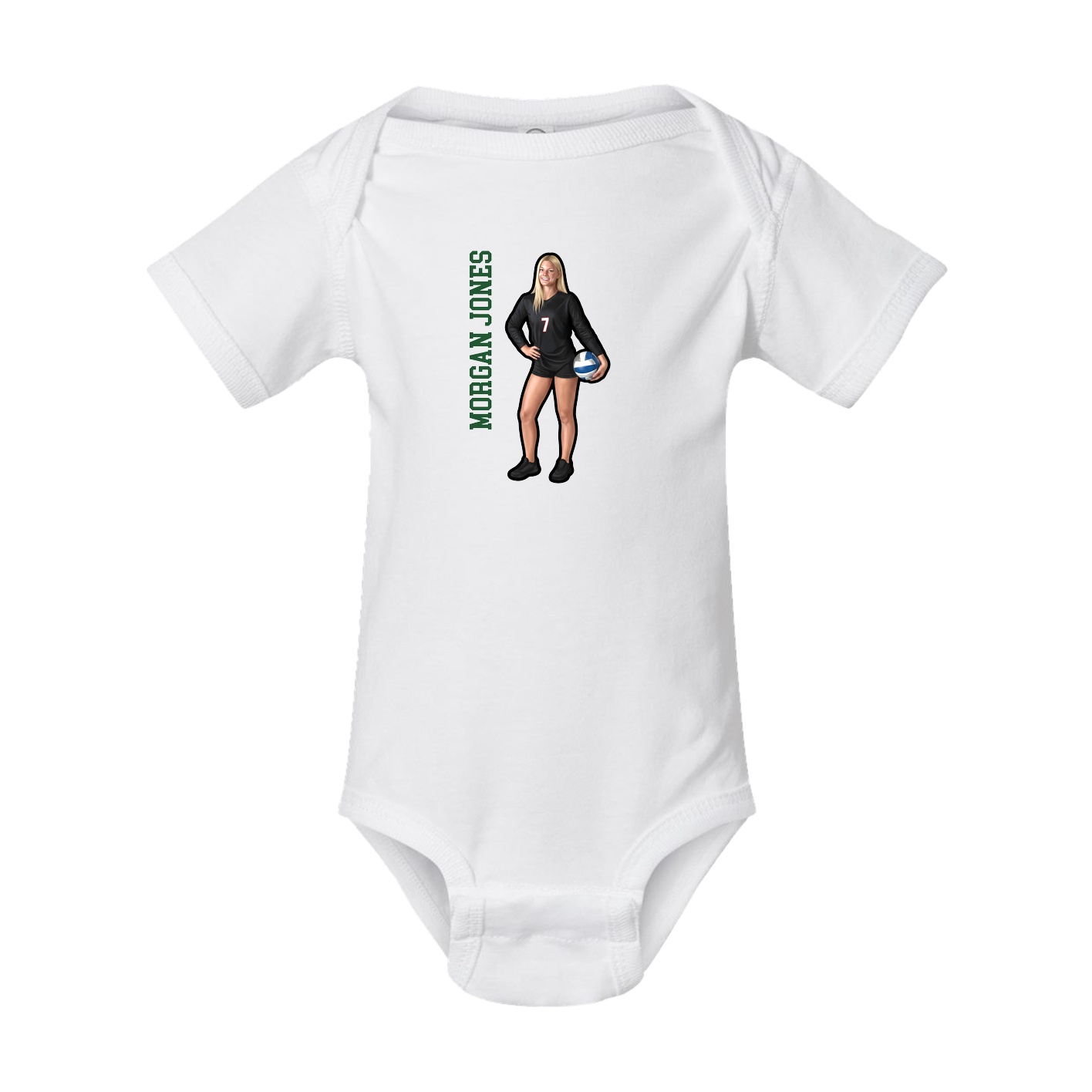 Baby Onesie — Name Vertical in White