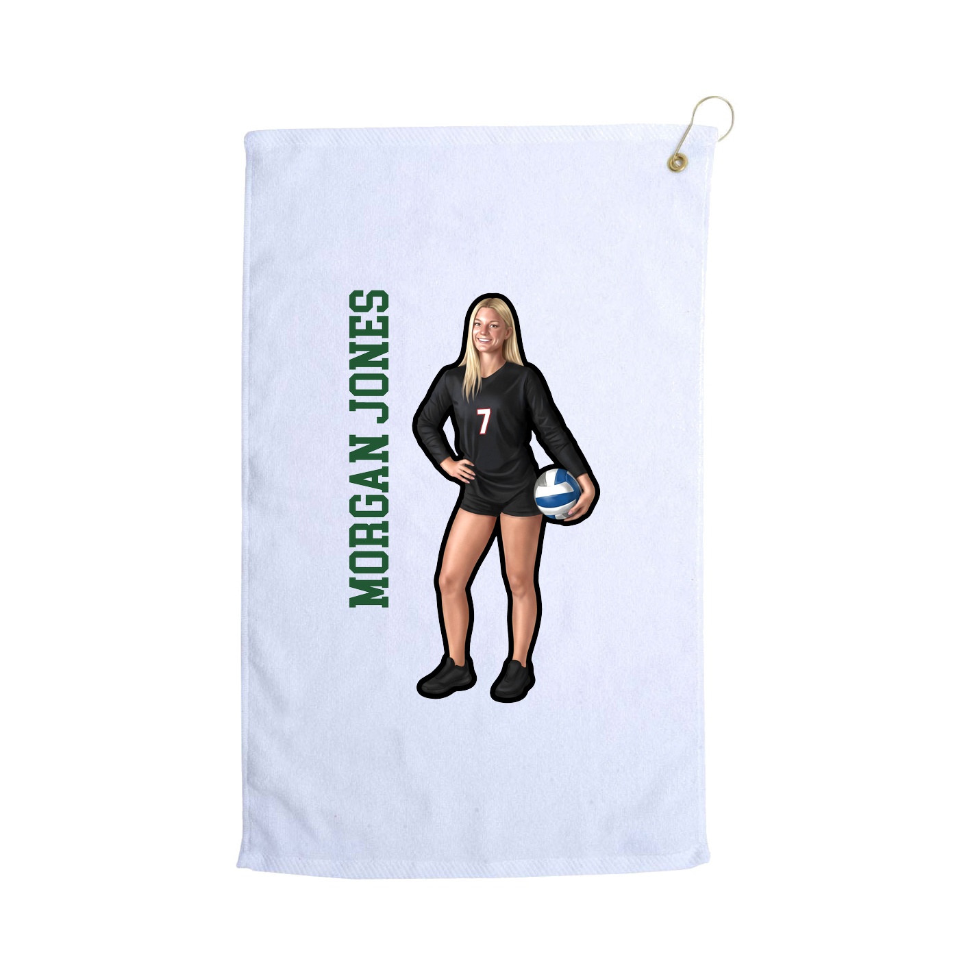Golf Towel — Name Vertical in White