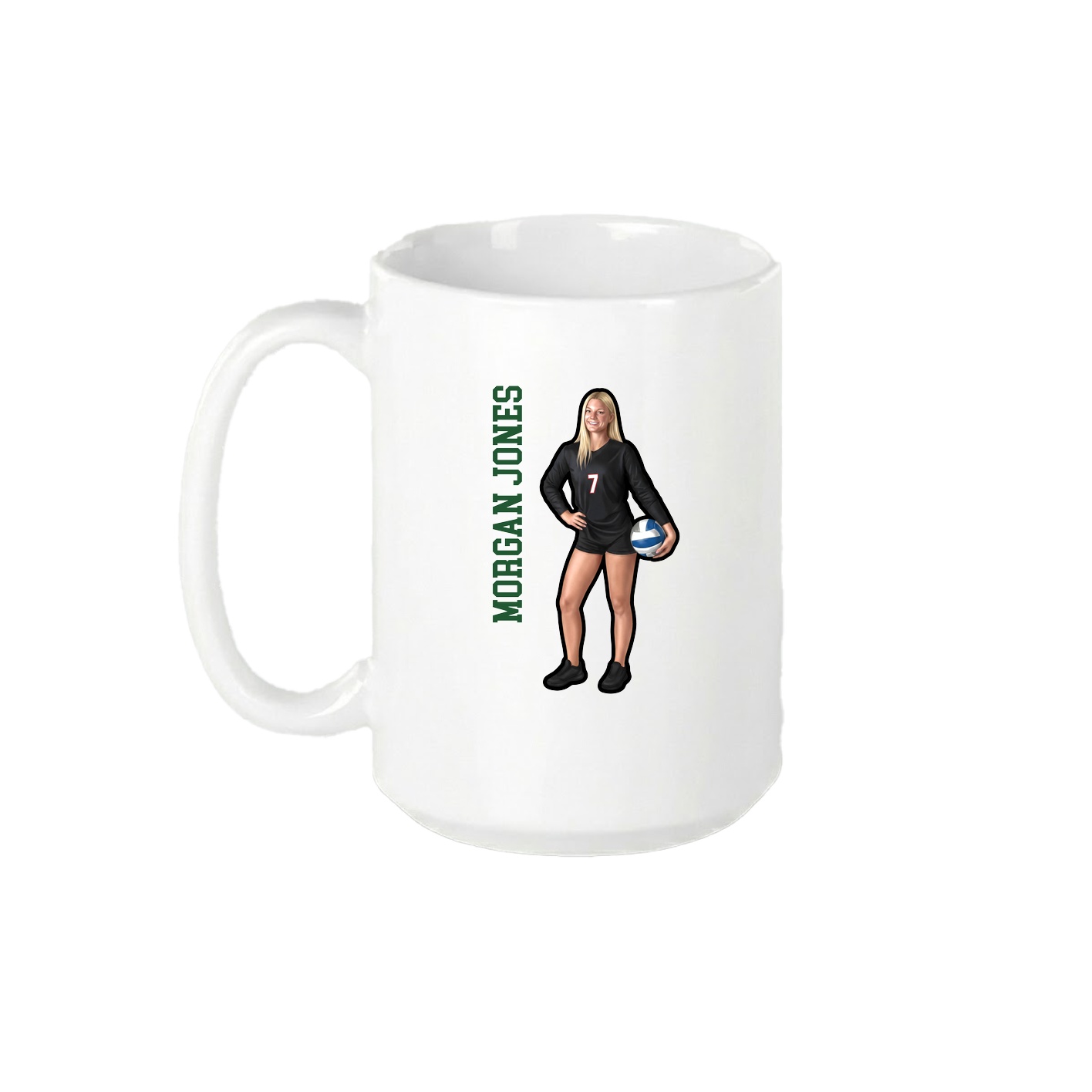 15oz Coffee Mug — Name Vertical in White