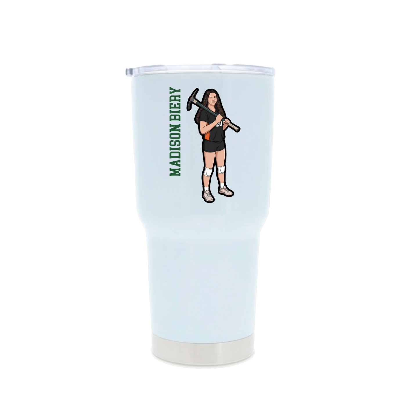 30oz Stainless Steel Tumbler — Name Vertical in White