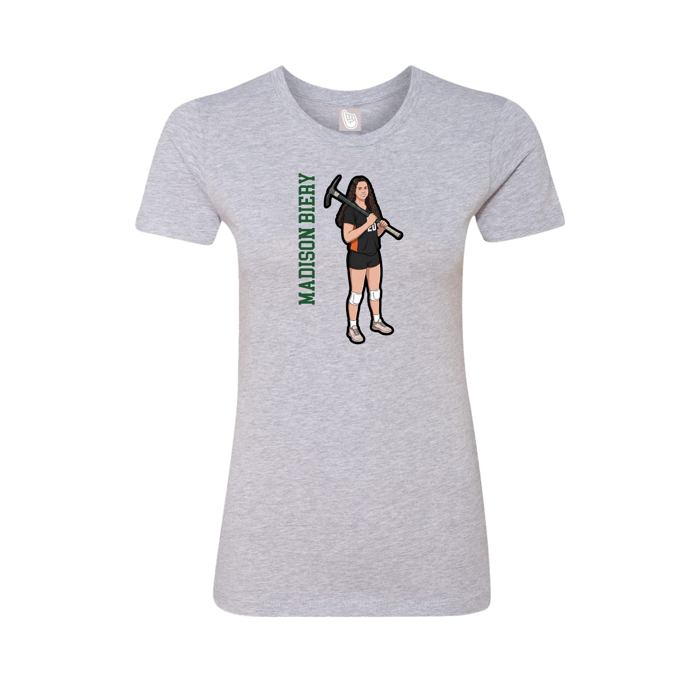 Fitted Women's Tee — Name Vertical in Grey