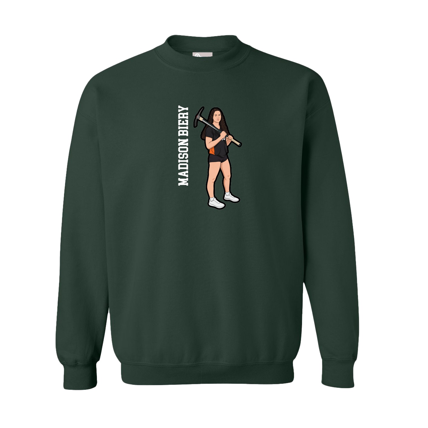 Fleece Crew — Name Vertical in Green