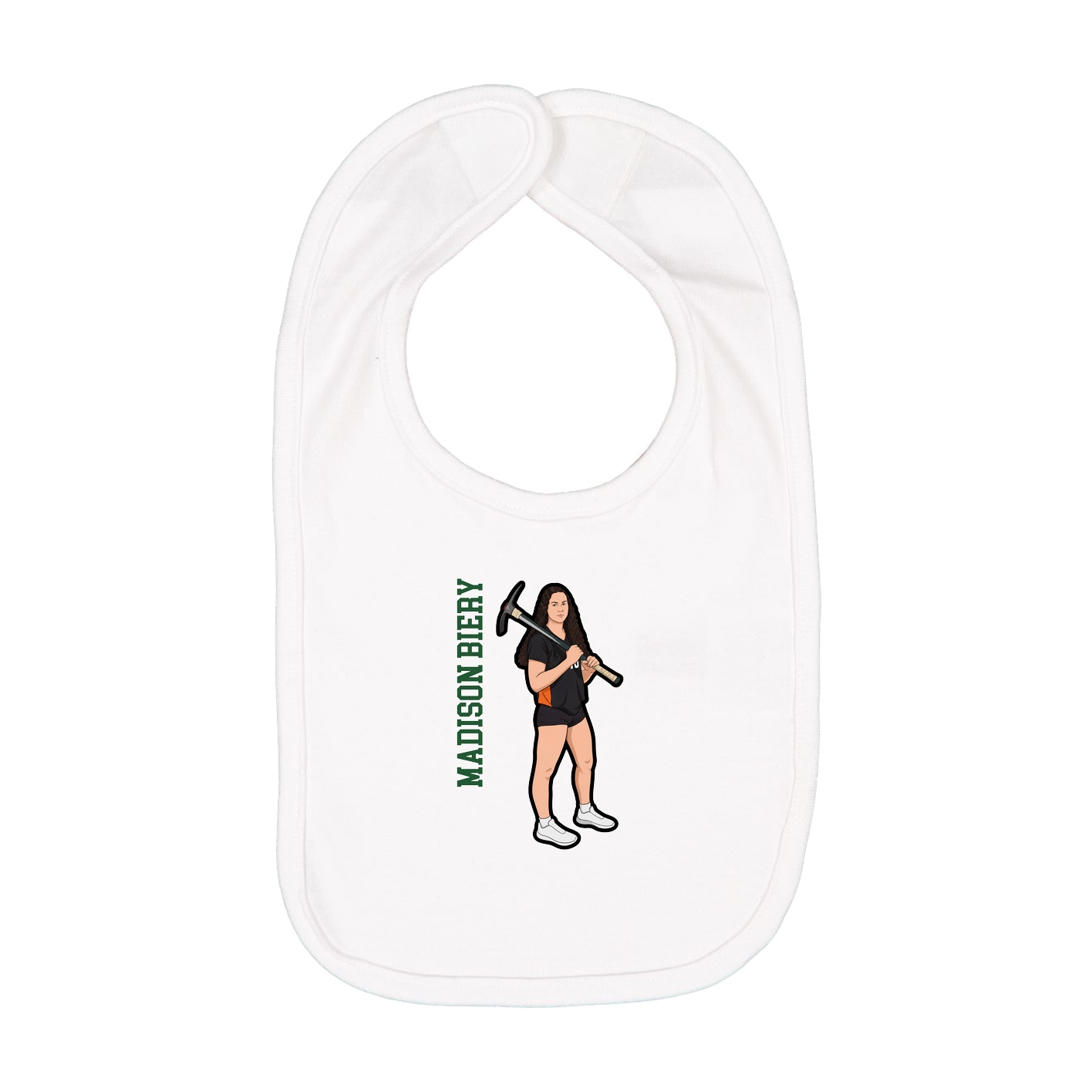 Infant Bib — Name Vertical in White