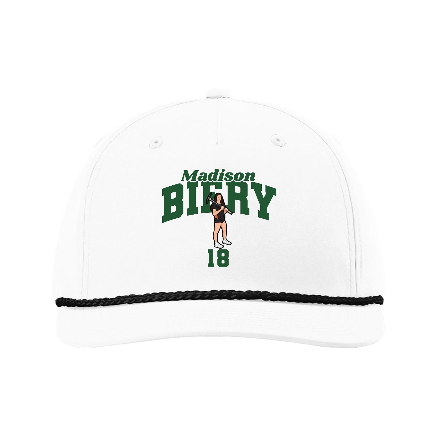 Five-Panel Classic Rope Cap — Signature Arch in White