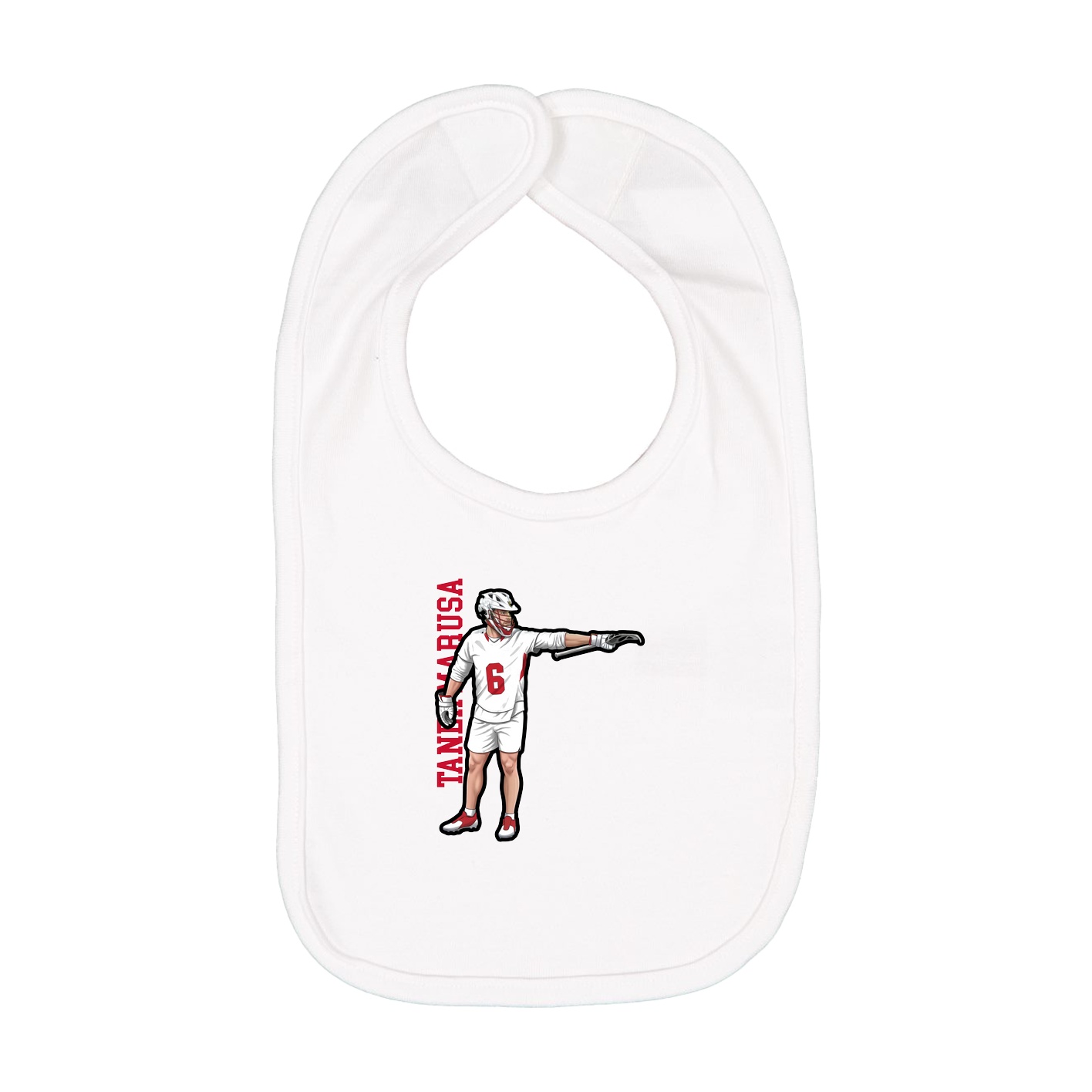 Infant Bib — Name Vertical in White