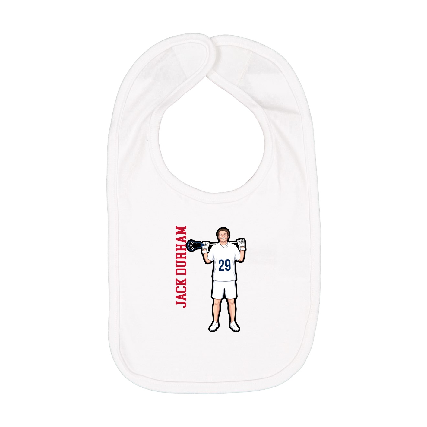 Infant Bib — Name Vertical in White