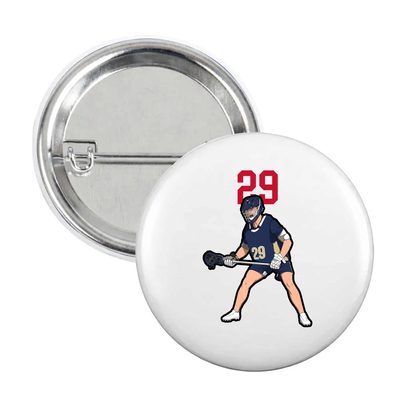 Game Day Button — Number Top in White