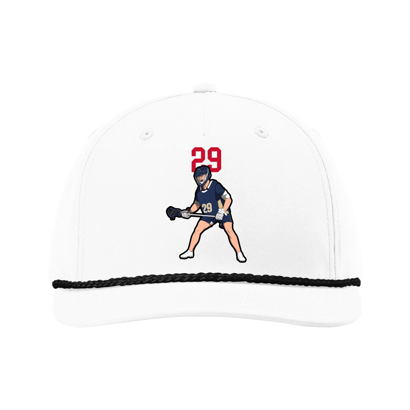 Five-Panel Classic Rope Cap — Number Top in White