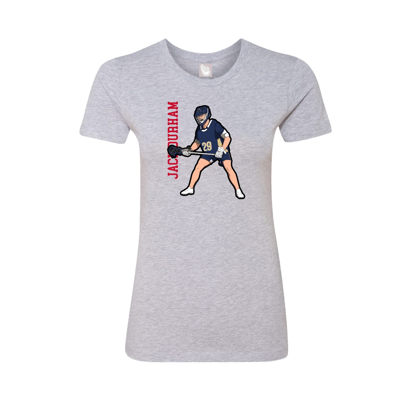 Fitted Women's Tee — Name Vertical in Grey