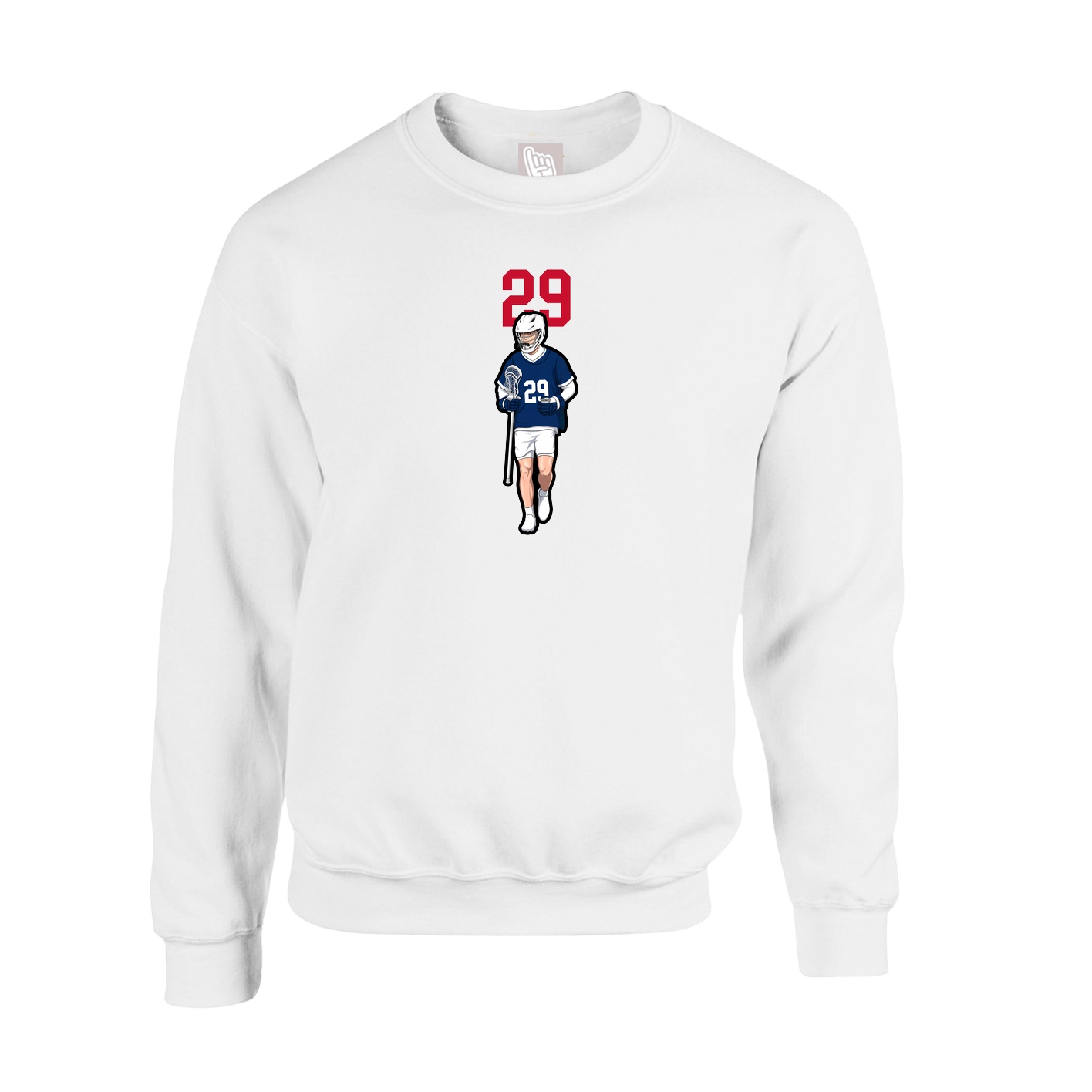 Fleece Crew — Number Top in White