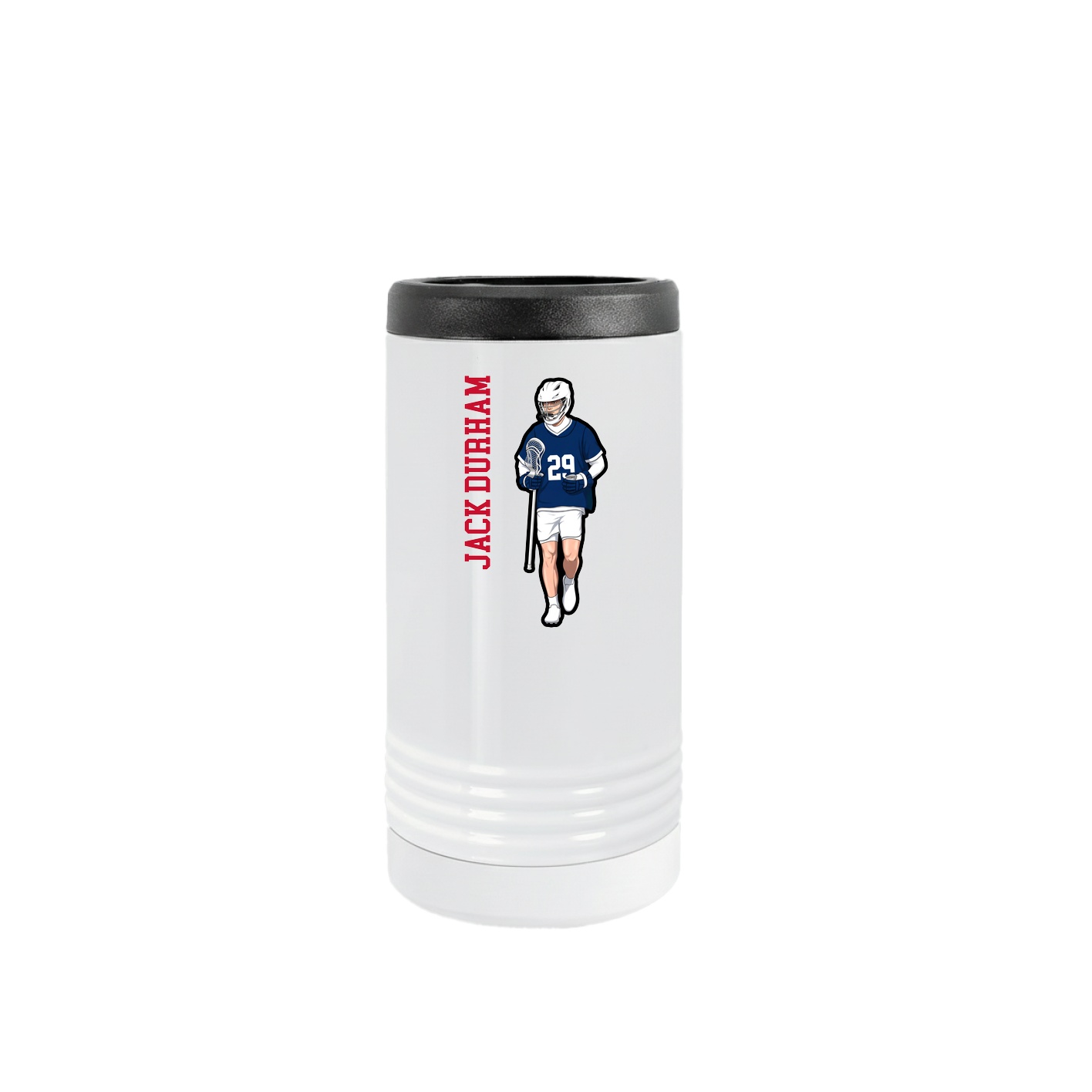 Slim Beverage Holder — Name Vertical in White