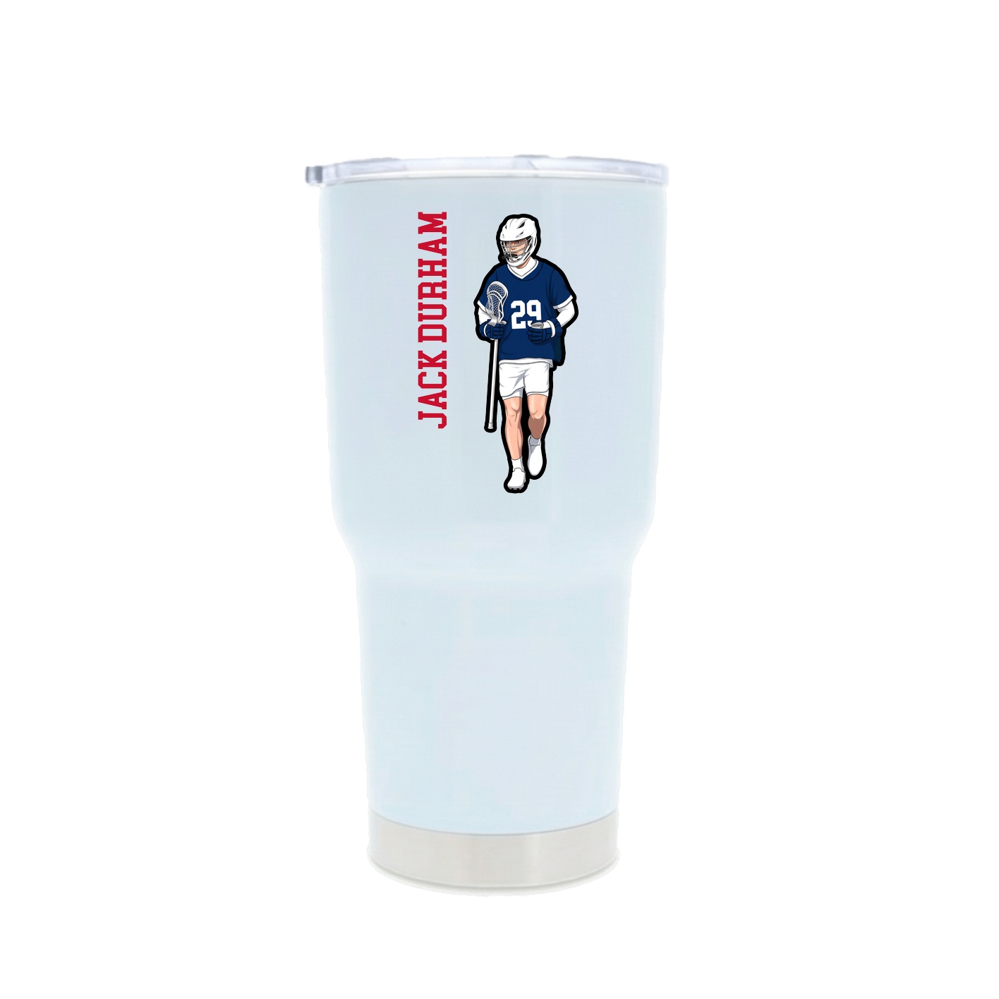 30oz Stainless Steel Tumbler — Name Vertical in White