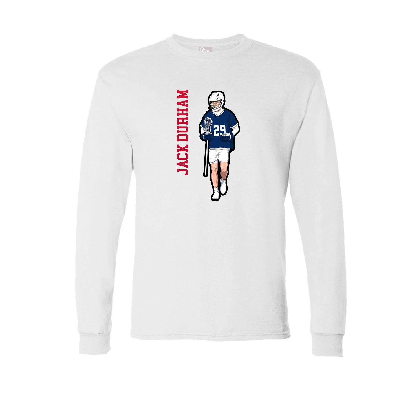 Long Sleeve Tee — Name Vertical in White