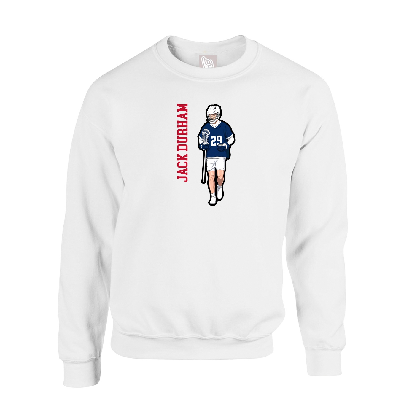 Fleece Crew — Name Vertical in White