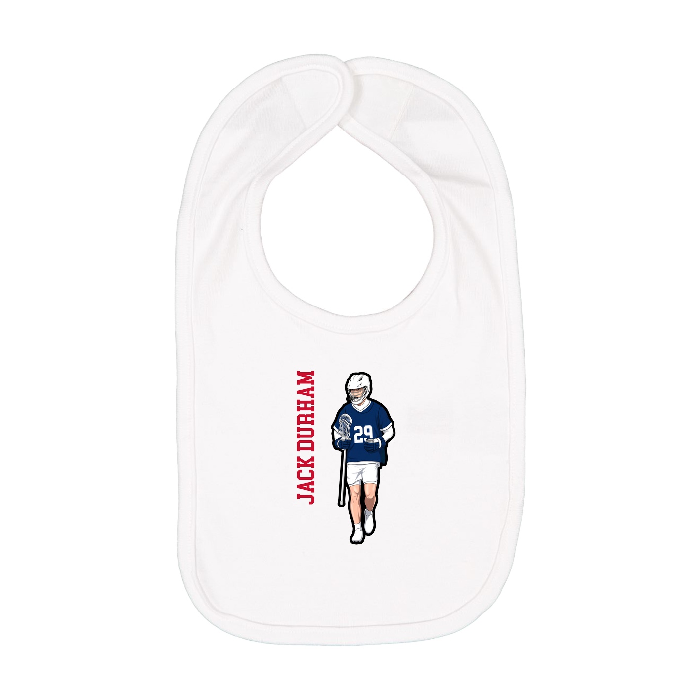 Infant Bib — Name Vertical in White
