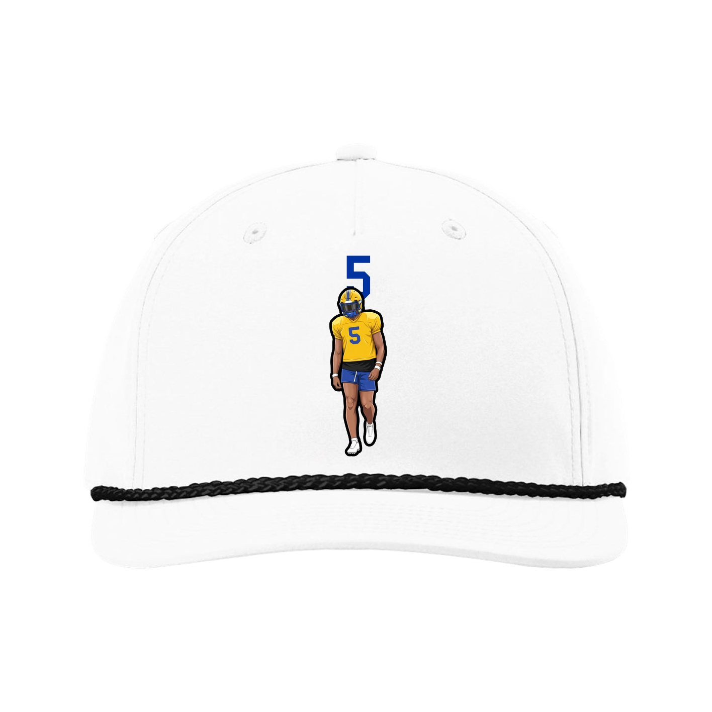 Five-Panel Classic Rope Cap — Number Top in White