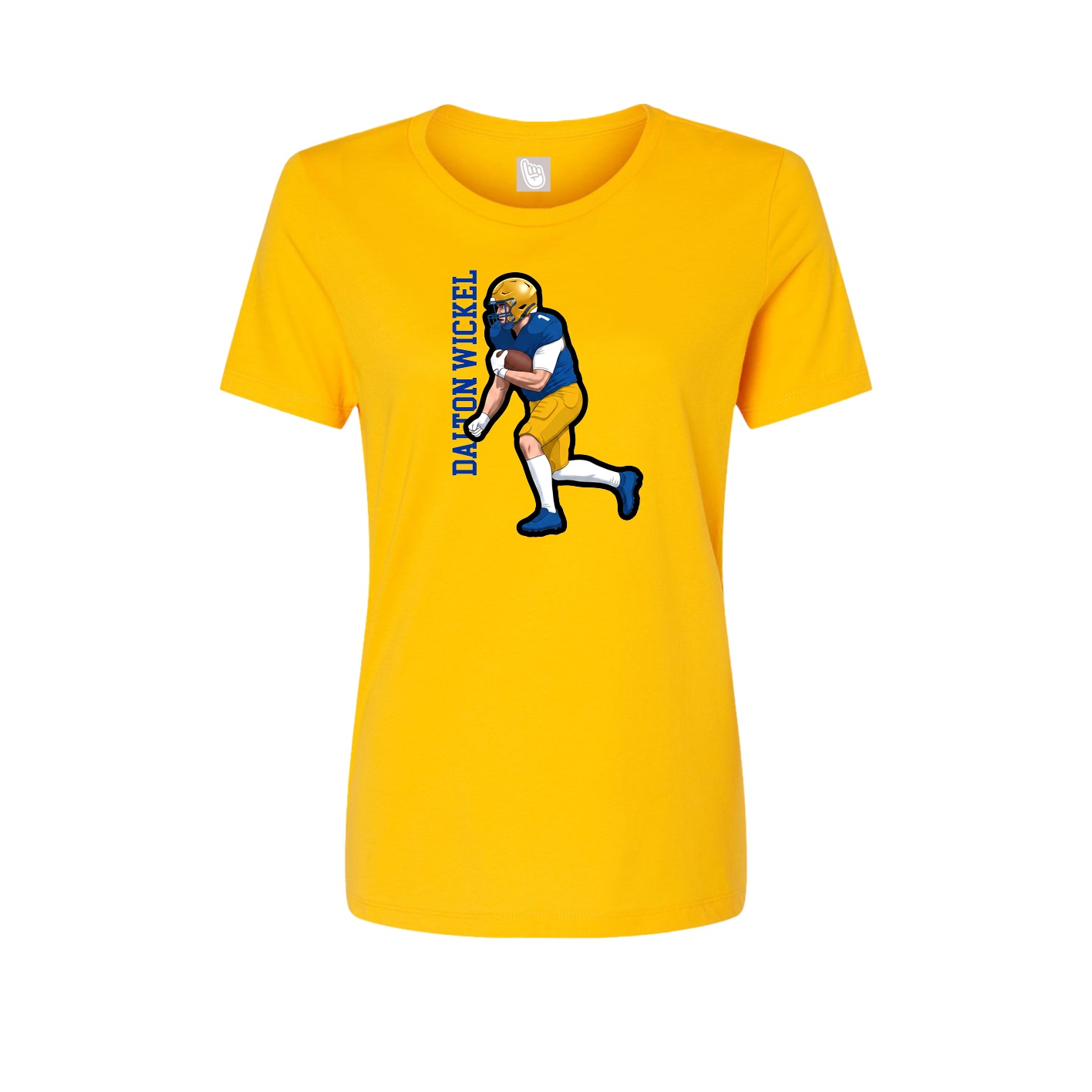 Fitted Women's Tee — Name Vertical in Gold