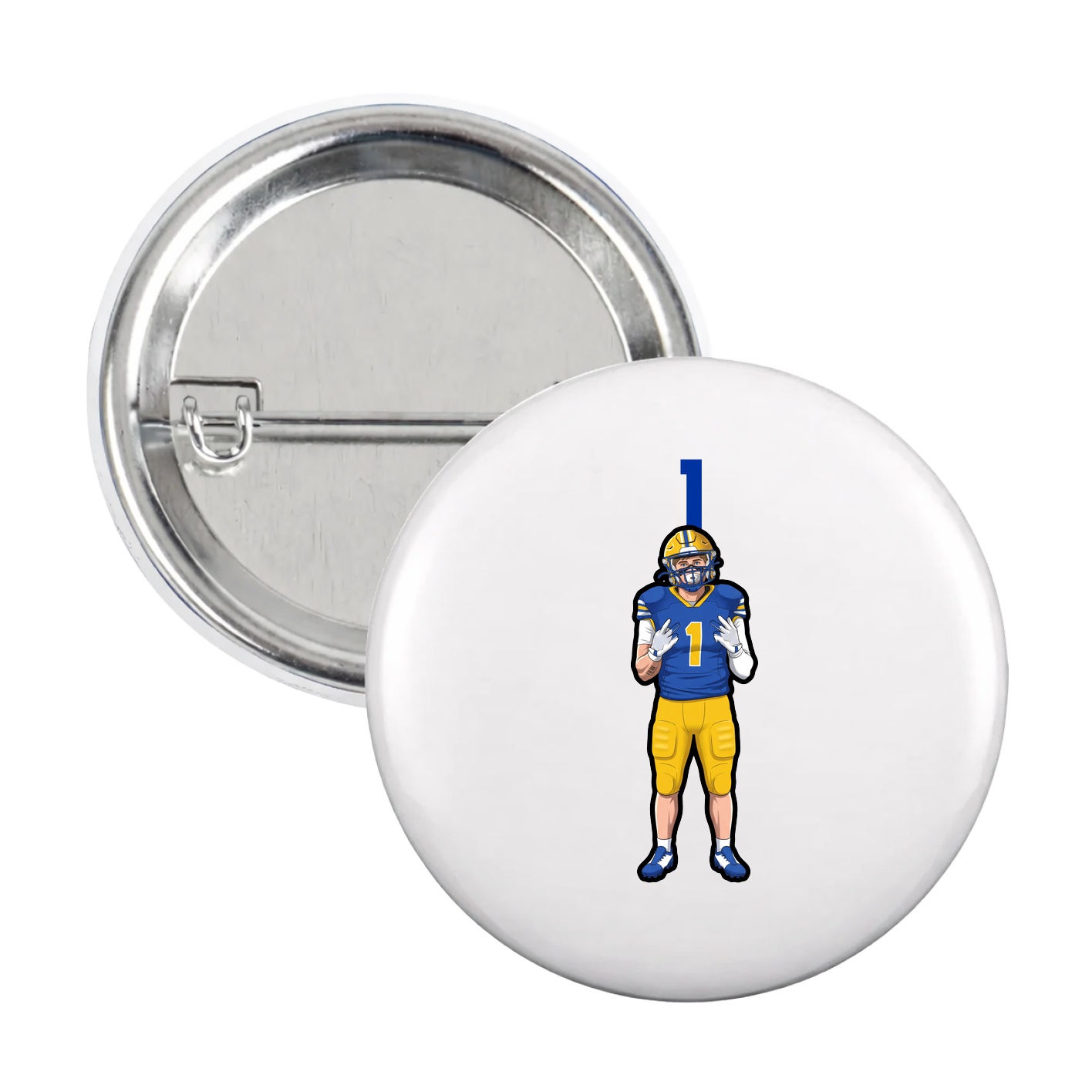 Game Day Button — Number Top in White