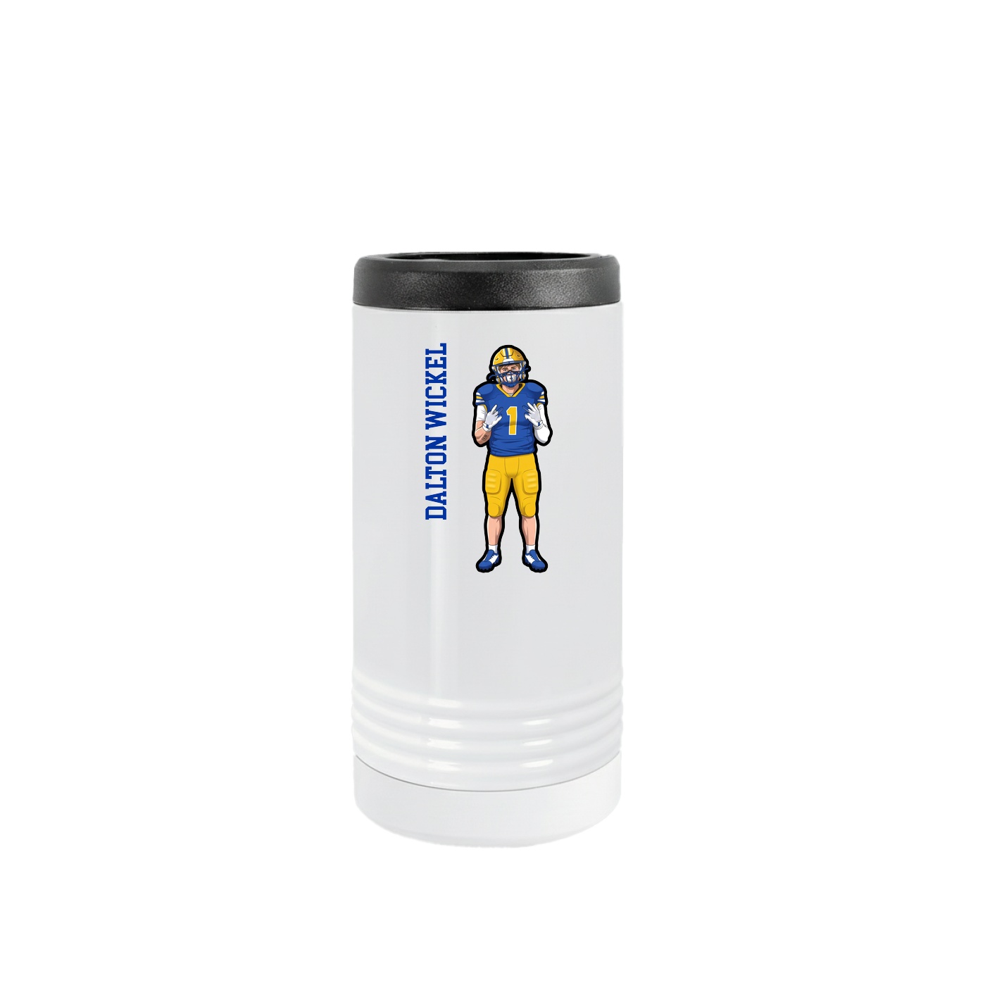 Slim Beverage Holder — Name Vertical in White