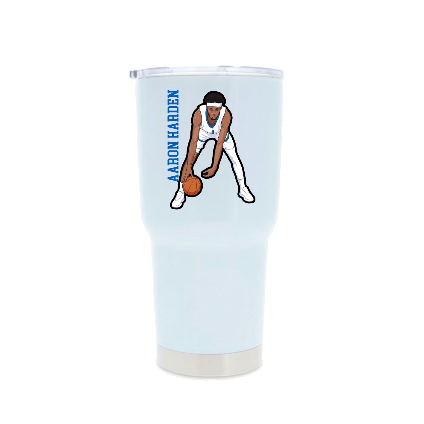 30oz Stainless Steel Tumbler — Name Vertical in White