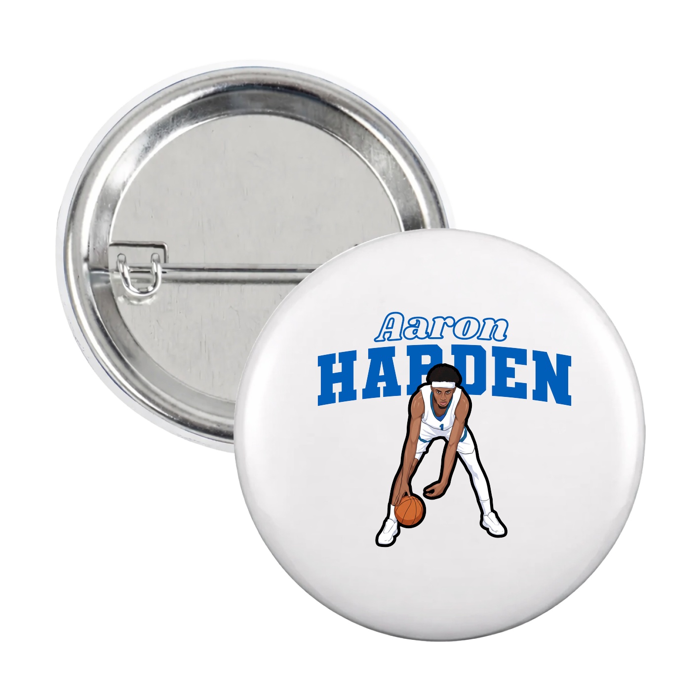 Game Day Button — Name Arch in White