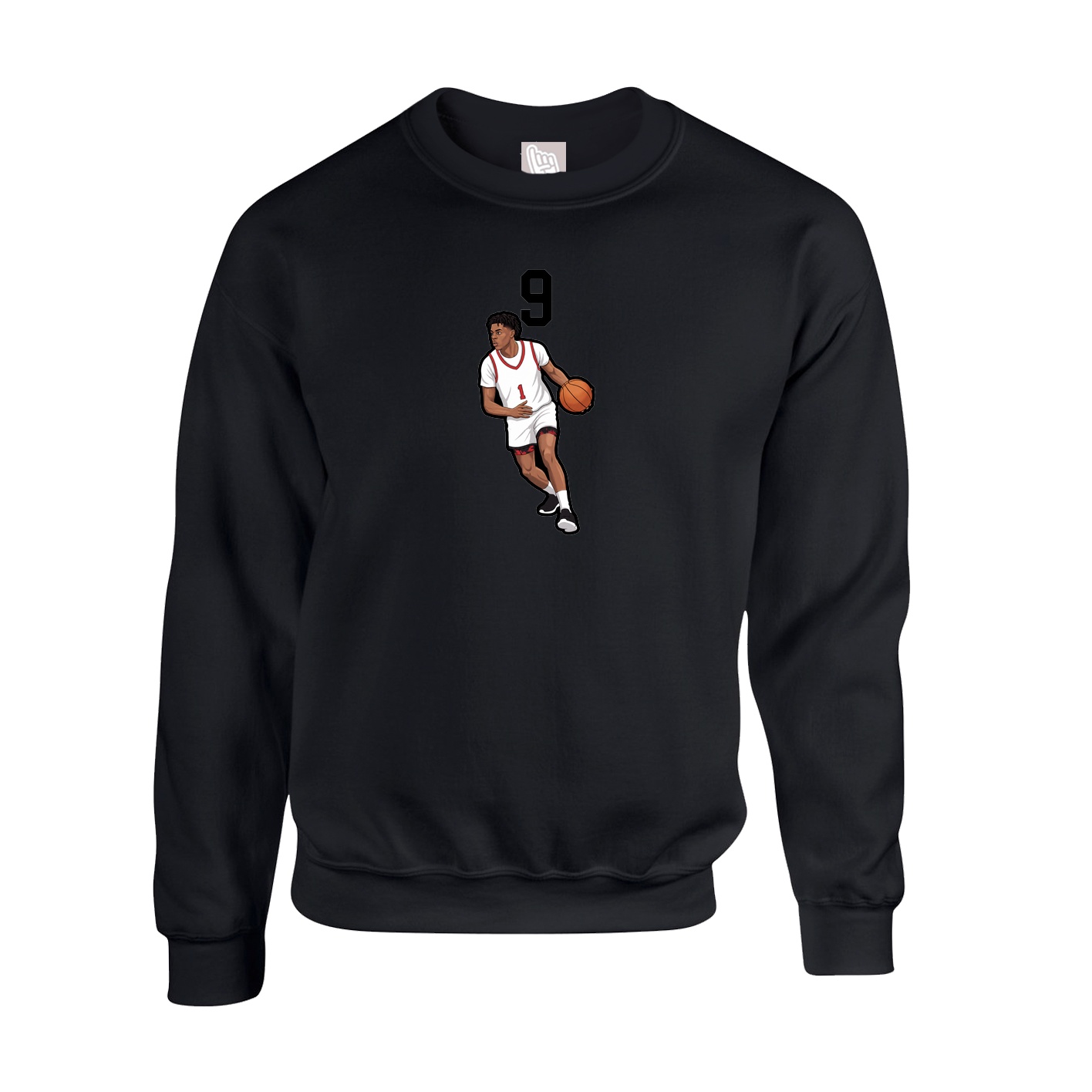 Fleece Crew — Number Top in Black