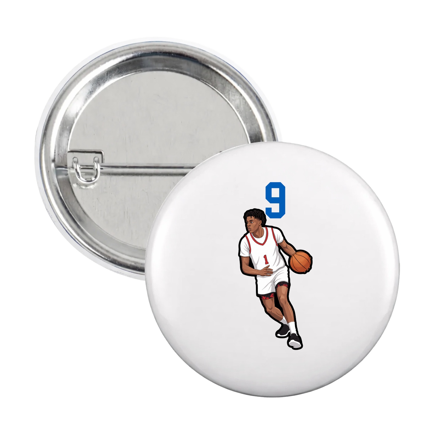 Game Day Button — Number Top in White