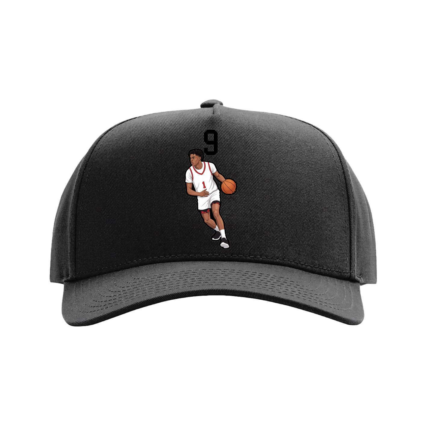 Full Fabric Five-Panel Champ Cap — Number Top in Black