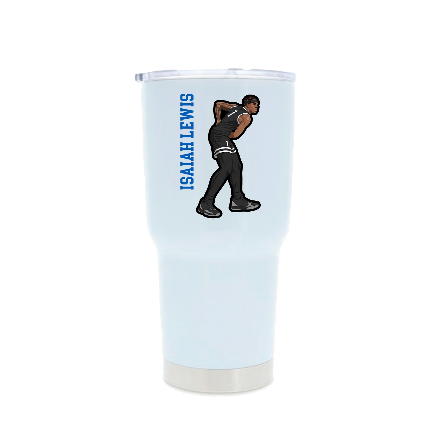 30oz Stainless Steel Tumbler — Name Vertical in White